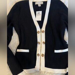 By Design” Nordstrom Black & White Zip Up Cardigan Sz: S